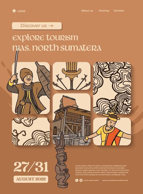 explore nias wonderful indonesia poster design inspiration handrawn illustration Logo Poster Design, Explore Graphic Design, Handrawn Poster, Illustration Design Ideas, Poster Design Inspiration Illustration, History Poster Design, Traditional Poster Design, Traditional Poster, Unique Poster Design