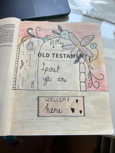 Holy Spirit you are welcome here old testament bible cover journal. bible study Old Testament Bible Journaling, Journal Bible Study, Old Testament Bible, Journal Bible, Inspire Bible Journaling, Cover Journal, Bible Cover, Christian Bible Study, Bible Translations