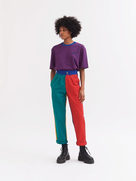 The Lion And The Lamb, Catalog Fashion, Colorblock Pants, Color Pants, Lazy Oaf, Organic Pattern, Split Design, Colored Pants, Tracksuit Bottoms