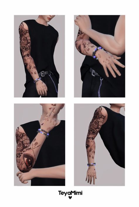 Tattoo Cc Sims 4, The Sims 4 Cc Tattoos, Jungkook Tattoos, Tattoos Sims 4, Sims 4 Cc Tattoos, Jungkook Tattoo, Match Tattoo, Tatto Sleeve, Cottagecore Girl