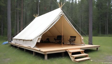 Wall Tent Platform: 7 Steps for Building a Beautiful Wall Tent Deck Wall Tent Interior, Diy Tent Platform, Tent Deck, Tent Platform, Diy Tent, Framing Construction, Wall Tent, Joist Hangers, Deck Boards