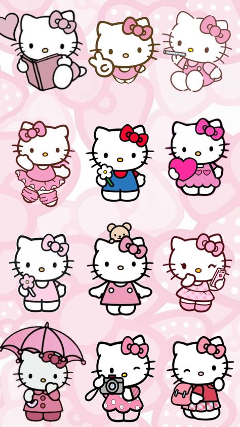 Hello Kitty Imagenes, Hello Kitty Crafts, Hello Kitty Aesthetic, Kitty Drawing, Hello Kitty Backgrounds, Hello Kitty Drawing, Hello Kitty Art, Picture Collage Wall, Hello Kitty Pictures