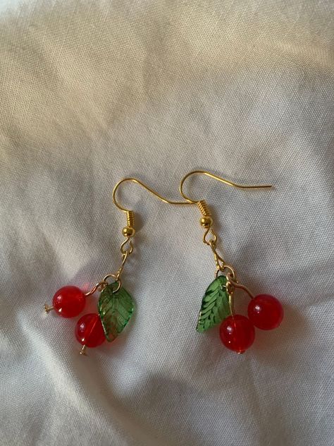 Funky Earrings Diy, Building Outfits, Cherry Jewelry, England Autumn, Creative Earrings, Cherry Drop Earrings, Cherry Earrings, Fruit Earrings, Funky Earrings