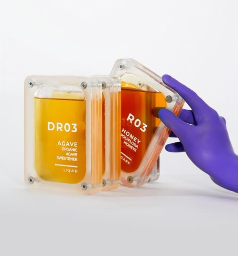 futuristic honey packaging by culdesac draws from kubrick's '2001: a space odyssey' Gradient Packaging, Futuristic Packaging, Drink Branding, Studio Mood Board, Types Of Honey, Dark Spot Serum, Pr Package, Honey Brand, Honey Packaging