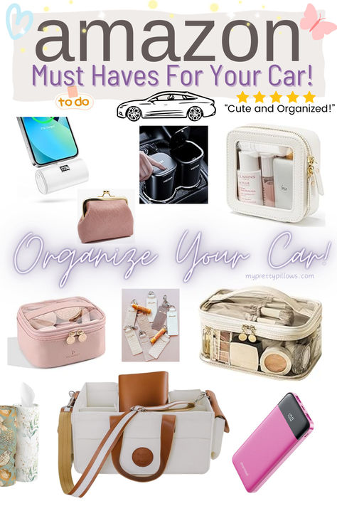 car organizing, organize your car, organization tips, car accessories, car products, girls car, womens car, tidy car ideas, clean car ideas, portable chargers, android charger, iphone charger, chapstick holders, change purse, clean car ideas, organize car, keep car clean, interior car cleaning, travel tissue, travel organization, road trip, road trip packing ideas, car garbage can, auto accessories, cute car ideas Organizing Car Center Console, Neutral Car Accessories, Car Travel Organization, Car Essentials Bag, Teen Car Accessories, Car Must Haves For Women, Car Essentials For Women List, Things To Keep In Your Car, Car Necessities For Women