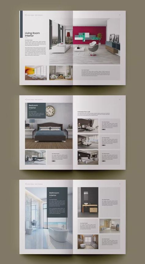 Interior Design Brochure Catalog Template PSD. 16 Pages.