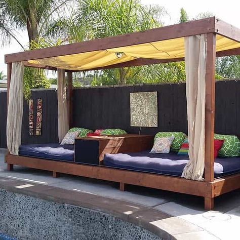 Pool Side Cabana Ideas, Patio Cabana Ideas, Pool Cabana Diy, Diy Cabana Ideas Backyards, Outdoor Cabana Ideas Backyards, Outdoor Cabana Ideas, Diy Pool Cabana, Small Pool Cabana, Cabana Ideas Backyard