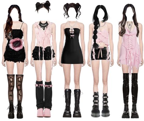 Pop Outfit Ideas, Kpop 5 Members Outfit, Stage Outfits 5 Members, Kpop Performance Outfit, Kpop Idol Outfits, Stage Outfits Kpop, Korean Outfits Kpop, Outfit Kpop, Group Outfits