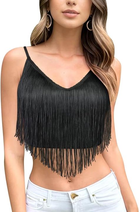 Stylish and Elegant: Elevate your style with our fringe cami top, the epitome of elegance in denim clothing for women. The solid color and cowgirl-inspired design make it a versatile and stylish addition to your wardrobe. Trendy Fringe, Country Concert Outfits, Festival Outfits Women, Vest Crop Top, Rodeo Shirts, Womens Camisoles, Country Concert Outfit, Denim Clothing, Rave Outfit