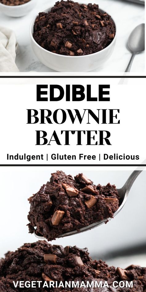 Vegan Brownie Batter, Brownie Batter Recipe, Edible Brownie Batter Recipe, Edible Brownie Batter, Baking Brownies, Bake Brownies, Vegan Chocolate Bars, Edible Cookie Dough Recipe, Dairy Free Brownies