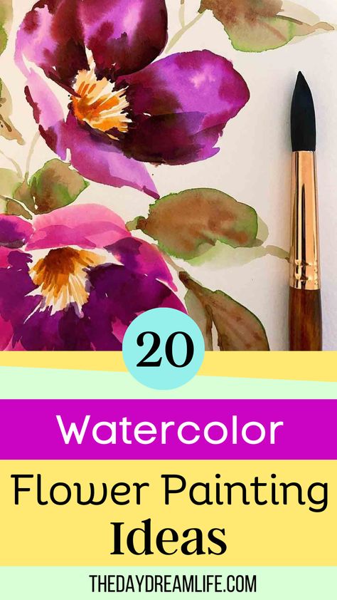 20 Watercolor Loose Watercolor Florals To Inspire You. Watercolour Painting For Beginners Easy, Watercolor Loose Flowers, Watercolor Paintings Landscape Beautiful, Watercolour Inspiration Flowers, Watercolor Art For Beginners Flowers, Loose Watercolor Flowers Tutorial, Loose Floral Watercolor Painting, Watercolor Mini Paintings, Cool Watercolor Ideas