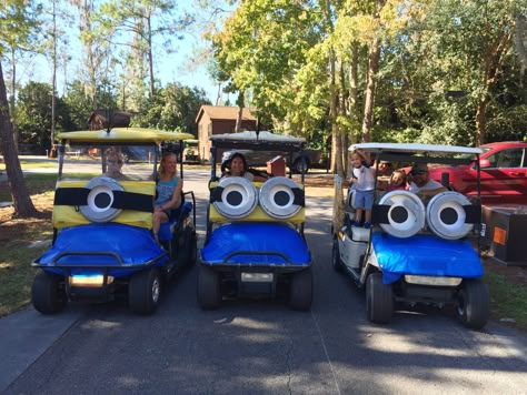 Halloween Golf Cart Ideas, Decorated Golf Cart, Golf Cart Parade Ideas, Halloween Golf Cart, Golf Cart Decorating Ideas, Cart Decorating Ideas, Golf Cart Parade, Campsite Decorating, Fair Week