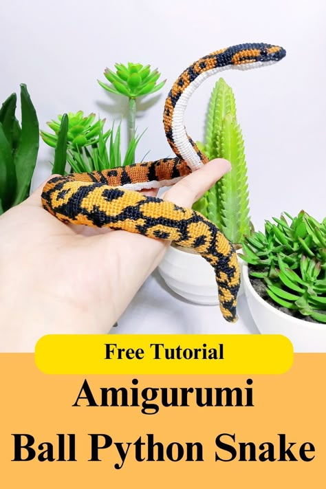 Hey there! If you're into crocheting, you might want to check out one of my YouTube videos. It's a free tutorial on how to make an adorable amigurumi crochet ball python snake. You can find the link to the video in this pin. I hope you enjoy the tutorial and have fun crocheting! 😊❤️ 🦎 #amigurumichameleonfreecrochetpattern Crochet Ball Python, Ball Python Crochet Pattern Free, Crochet Snake Pattern Free, Amigurumi Ball, Crochet Snake Pattern, Ball Python Snake, Colorful Chameleon, Snake Crochet, Crochet Guide