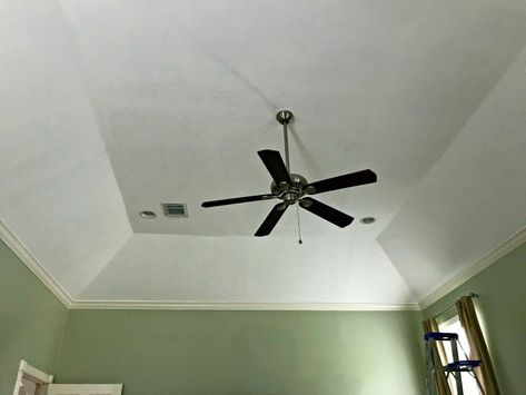 Angled Tray Ceiling Ideas, Diy Vaulted Ceiling, Diy Tray Ceiling, Angled Tray Ceiling, Tray Ceiling Ideas Bedroom, Vaulted Tray Ceiling, Tray Ceiling Ideas, Ceiling Makeover, Ceiling Molding