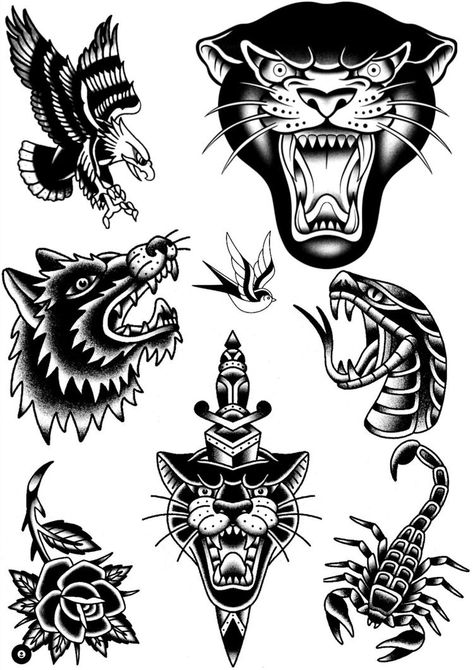 Traditional Tattoo Animals, Traditional Tattoo Black And Grey, Black Flash Tattoos, Traditional Tattoo Black And White, Traditional Tattoo Man, Traditional Tattoo Drawings, Tato Flash, Tato Tradisional, Traditional Black Tattoo