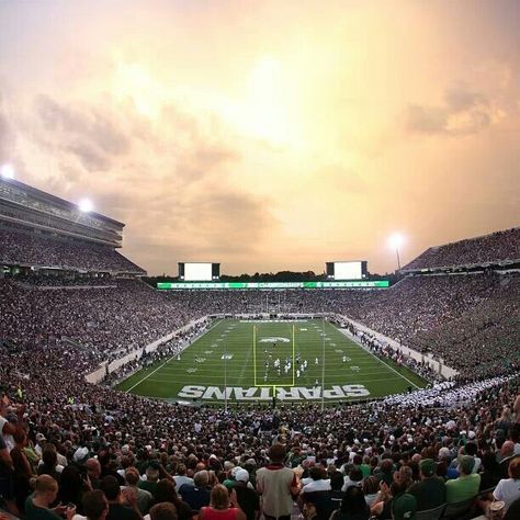 Spartan Stadium at Michigan State University, East Lansing, Michigan Msu Football, East Lansing Michigan, Michigan State Football, Msu Spartans, Lansing Michigan, College Aesthetic, East Lansing, Lansing Mi, Michigan State University