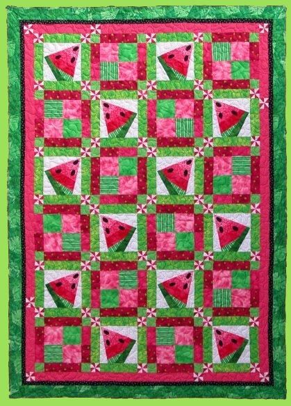 Picnic Quilts, Watermelon Quilt, Picnic Quilt, Pretty Quilt, Summer Quilts, Fabric Bunting, Coordinating Fabrics, Longarm Quilting, Quilting Crafts