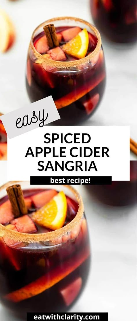 Cinnamon Apple Cider Sangria Candy Apple Sangria, Apple Sangria Recipes Fall Drinks, Fall Pitcher Drinks, Cinnamon Sangria, Cozy Bowls, Thanksgiving Sangria, Fall Sangria Recipes, Easy Sangria, Dairy Free Pasta Recipes