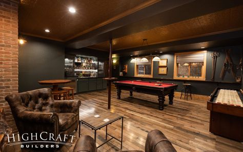 homeowners. Basement Rec Room Ideas, Speakeasy Basement, Bar Lounge Room, Rustic Basement Bar, Industrial Basement, Speakeasy Decor, Whiskey Room, Rustic Basement, Home Bar Rooms