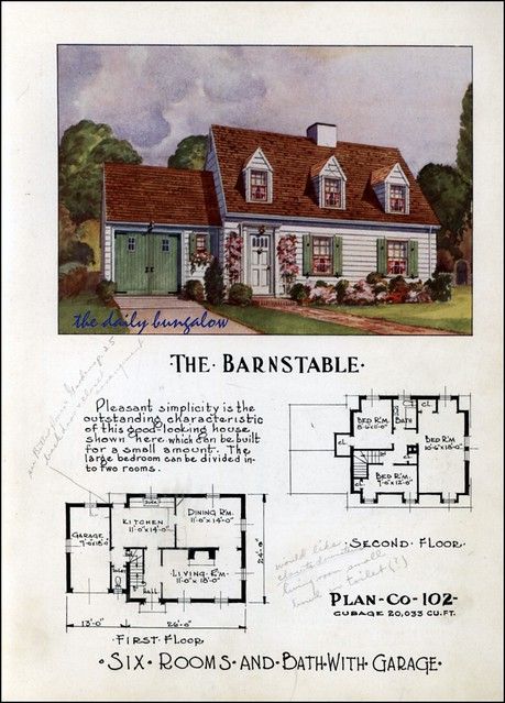 1952 Premier Small Homes | Daily Bungalow | Flickr 1950s House Layout, 1950s House Exterior, Small Colonial, House Plans Colonial, Small Dream Homes, Vintage Floor Plans, Cape Cod House Plans, 1950s House, Sims 4 House Plans