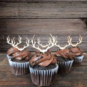 12 Deer Antler Cupcake Toppers acrylic - Etsy Rustic Grooms Cake, Deer Baby Shower Boy, Hunting Baby Shower Theme, Deer Birthday Party, Hunting Birthday Party, Antler Rack, Baby Shower Camo, Camping Baby, Adventure Awaits Baby Shower