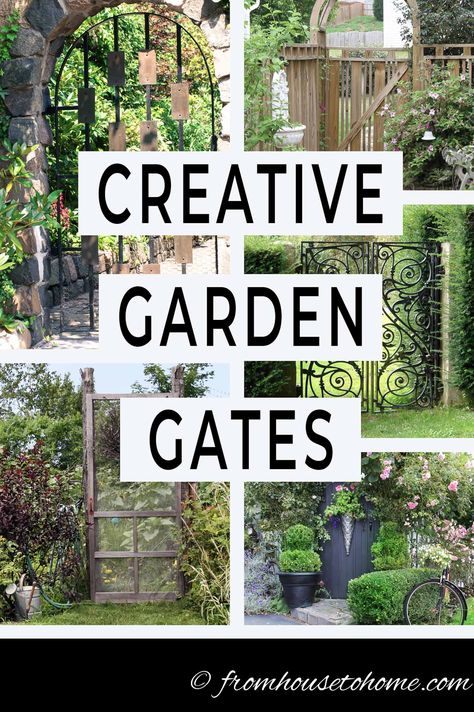 These DIY creative garden gate ideas are awesome! Whether you are looking for a metal, wooden, or wrought iron gate, you can find some inspiration for your backyard or front yard landscape. #fromhousetohome #gardengates #gardeningideas #gardeningtips #landscapeideas #gardening #structures #backyardlandscaping Cheap Fence Ideas, Old Garden Gates, Garden Gate Ideas, Old Garden Tools, Tor Design, Gate Design Ideas, Perennials Flowers, Wooden Garden Gate, Backyard Gates