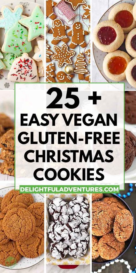 Dairy Free Christmas Treats, Egg Free Christmas Cookies, Gluten Free Dairy Free Cookies, Dairy Free Christmas Cookies, Vegan Christmas Cookies Recipes, Vegan Holiday Cookies, Vegan Gluten Free Cookies, Egg Free Cookies, Vegan Christmas Cookies