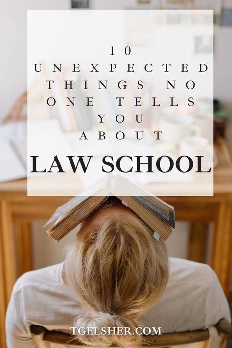 Pin features image of law student with book on her head. Black text is on a white background that reads: 10 Unexpected Things No One Tells You About Law School Law School Quotes, Getting Into Law School, Law School Preparation, Law School Prep, What Is Law, University Tips, Law School Life, Law School Inspiration, School Success