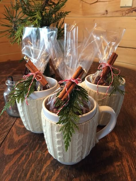 Wrapping Mugs Ideas Christmas Gifts, How To Wrap Mugs Gift Ideas, Gifts In Mugs Ideas, Coffee Mug Gift Wrapping Ideas, Filled Mug Gift Ideas, Mug Hamper Ideas, Christmas Mug Ideas Holiday Gifts, Christmas Gifts In A Mug, Gift Wrapping A Mug