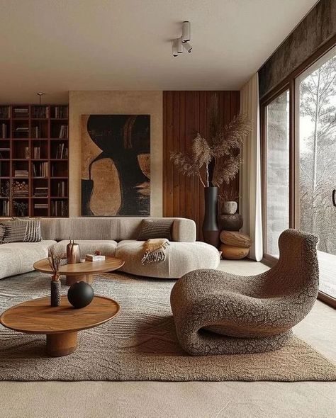 Sustainable Living Room, Living Room Nook, Moody Modern, Modernist Architecture, Sophisticated Decor, Loft House, Living Room Decor Ideas, Organic Living, Stylish Living Room