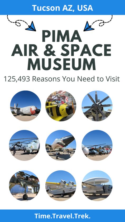 Whether you're a pilot, an aviation buff, a history lover or an RV traveller looking for cool museums to explore - Pima Air & Space Museum is for you if you are in Tucson, AZ! #traveladventures #arizona #snowbirds #museumtravel Pima Air And Space Museum Tucson, Pima Air And Space Museum, Cool Museums, Desert Stars, Aerospace Museum, Cozy Cabins, Aircraft Photos, Space Museum, Air And Space Museum