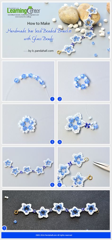 How to Make Handmade Star Seed Beaded Bracelet with Glass Beads from LC.Pandahall.com Bracelets With Beads, Star Seed, Beaded Bracelets Tutorial, Beaded Necklace Diy, Diy Bracelets Patterns, Beaded Jewelry Tutorials, Handmade Jewelry Tutorials, Seed Bead Tutorial, Beaded Bracelet Patterns