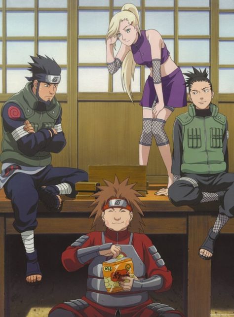 Team 10 Team 10 Naruto, Ino Shikamaru, Asuma Sarutobi, Poses Manga, Naruto 1, Team 10, Ino Yamanaka, Naruto Teams, Naruto Images