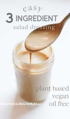 3 Ingredient Salad, Wfpb Sauces, Easy Healthy Salad Dressing, Plant Based Salad Dressing, Oil Free Salad, Plant Based Dressing, Daily Dairy, Plant Based Oil Free, Vegan Salad Dressings