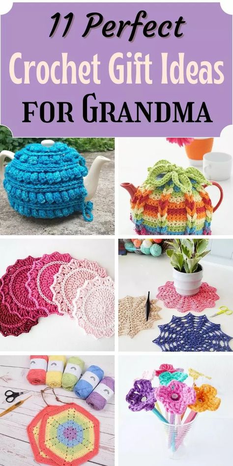 We all know our grandmas love a handmade gift! Whether you are looking to gift for her birthday, Christmas, Mother’s Day or just because, you will find plenty of gift ideas to choose from here! Crochet Gift Ideas For Women, Crochet Mothers Day Gifts, Crochet Mothers Day, Quick Birthday Gifts, Crochet Patterns Bags, Quick Crochet Gifts, Crochet Coasters Free Pattern, Retro Throw Pillows, Baby Blanket Patterns