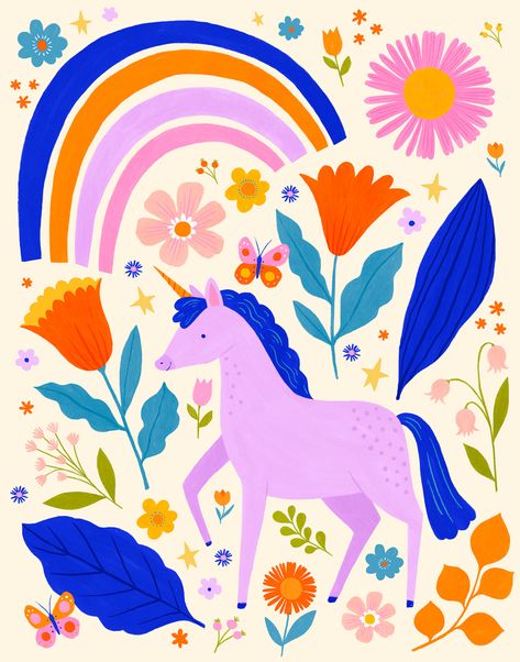 Unicorn Poster, Unicorn Painting, Brand Illustration, Unicorn Graphic, Unicorn Drawing, Unicorn Illustration, Wall Drawing, Unicorn Pattern, Graphic Design Fonts