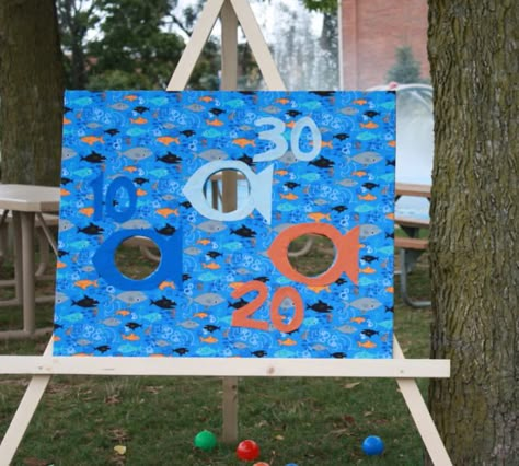 What a fun game to have at your party and to make in any theme Fishing Party Games, Gone Fishing Party, Fishing Theme Birthday, Fishing Birthday Party, Ocean Theme Party, Ocean Birthday, Fishing Party, Ocean Party, Fishing Birthday