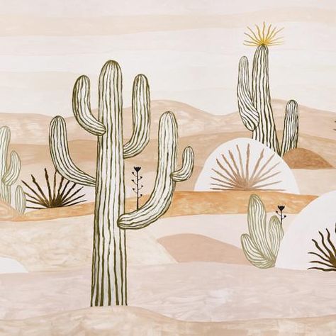 Desert Scape Panel Set - Mojave Wallpapers | Schumacher Abel Macias, Desert Cabin, Desert Scape, Pearl Wallpaper, Schumacher Wallpaper, Kids Room Murals, Map Murals, Wallpaper Set, Letter Ideas