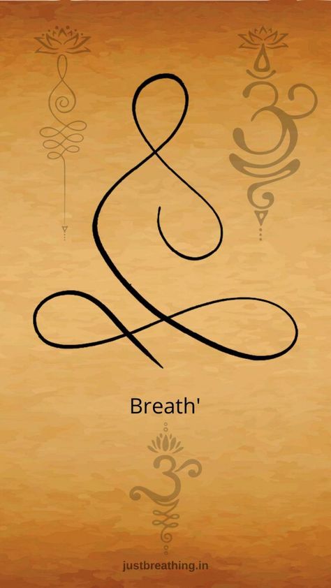 Sanskrit Symbol for Breathe actually the Symbol of om in Ancient India! Just Breath Symbols, Sanskrit Tatoos Mantra, Simple Meaning Full Tattoos, Heal Symbol Tattoo, Sanscrit Tattoo Breathe, Just Breathe Symbol Tattoo, Om Design Om Symbol, Lotus Breathe Tattoo, Just Breathe Symbol