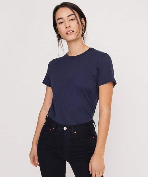 Navy Blue Tshirt Outfit, Navy Tee Outfit, Blue Tshirt Outfit, Navy Blue Tshirt, Tee Shirt Outfit, Shirt Outfits, Navy Blue T Shirt, Jenni Kayne, Clothing Mockup