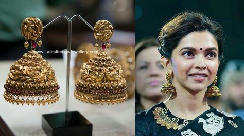 Gold Jhumkas, Temple Jewellery Earrings, Jhumka Designs, Gold Earrings Indian, Gold Jhumka Earrings, Gold Temple Jewellery, Bridal Jewels, Antique Gold Jewelry Indian, Gold Necklace Indian Bridal Jewelry