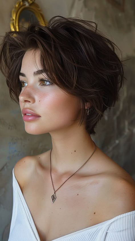 Back Of Long Pixie Haircut, Very Very Short Hair For Women, Asian Pixie Haircut Round Faces, Cute Short Cuts For Women, Short Layered Womens Haircuts, Short Hair For Brunettes, Short Haïr Cut For Women, Masculine Haircut For Women Round Face, Short Haircuts For Women With Thinning Hair