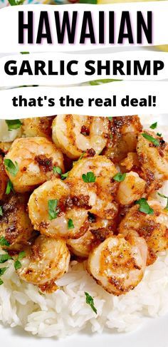 Hawaiian Style Garlic Butter Shrimp, Hawaiian Shrimp Truck Recipe, Hawaii Shrimp Recipe, Island Shrimp Recipe, Shrimp With Sauce Over Rice, Hawaiian Shrimp And Rice Recipes, Shrimp Recipes And Rice, Easy Sauce For Shrimp, Garlic Shrimp Hawaiian Style