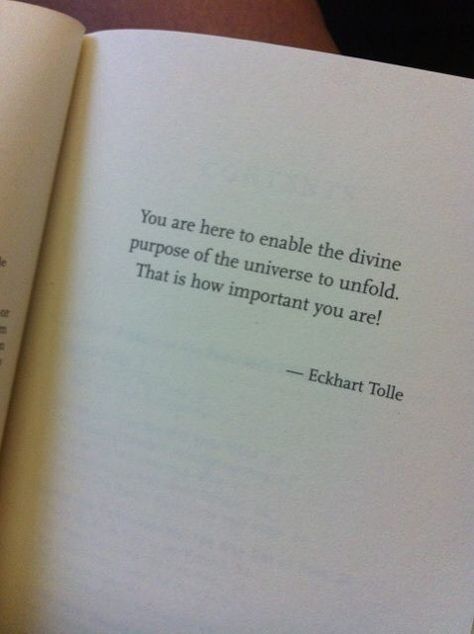 You are here  to enable the divine purpose of the universe to unfold.  That is how important you are!   - Eckhart Tolle Nlp Quotes, Ekhart Tolle, Eckart Tolle, The Power Of Now, Soulful Quotes, Eckhart Tolle Quotes, Divine Purpose, Teal Swan, Now Quotes