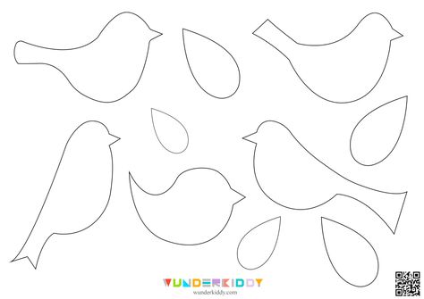 Free Printable Bird Template, Bird Printables Free Templates, Printable Birds Free, Bird Printables Free, Bird Patterns And Templates, Paper Birds Template, Fabric Birds Pattern Free, Bird Template Printable Free Pattern, Bird Crafts For Kids