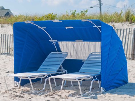 Frankford Folding Beach Cabana | CB87 Beach Lounge Chair, Beach Patio, Beach Cabana, Beach Lounge, Fabric Canopy, Cleaning Techniques, Beach Umbrella, Patio Umbrellas, Acrylic Fabric