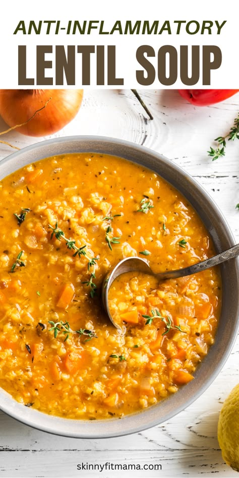 Red Lentil Soup Recipe, Inflammation Diet Recipes, Inflammation Recipes, Lentil Soup Recipe, Anti Inflammation Recipes, Inflammation Diet, Inflammatory Recipes, Lentil Soup Recipes, Red Lentil Soup