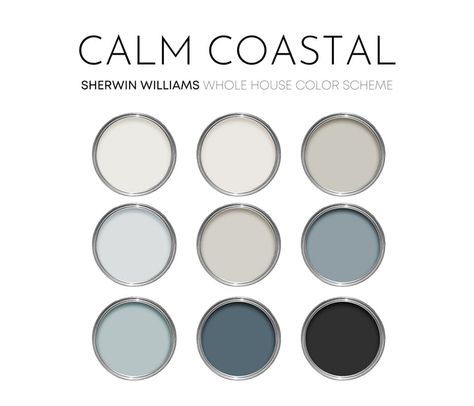 Sherwin Williams – Millie Hart Interiors Hart Interiors, Coastal Paint Palette, Neutral Interior Paint Colors, Coastal Color Scheme, Calm Coastal, Colors For Home, Coastal Paint Colors, Coastal Paint, Color Palette Interior Design