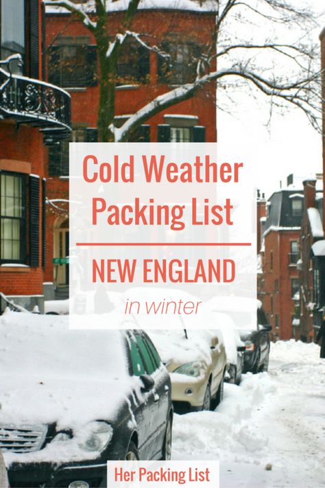 If you're visiting New England in winter, you'll need to bundle up! Jessie shares her cold weather packing list for New England to help you prepare. Cold Weather Packing List, Travel Outfit Winter, Winter Vacation Packing, Winter Vacation Packing List, Cold Weather Packing, Boston Winter, Female Packing List, Winter Vacation Outfits, Maine Winter