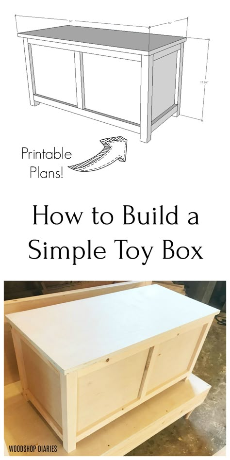 Wood Toy Chest Plans, Build A Toy Box Easy Diy, Toy Boxes Wooden Diy Projects, How To Build A Toy Box Diy, Farmhouse Toy Box Diy, Diy Wooden Toy Chest, Toy Box Bench Diy, Modern Toy Chest, Diy Toy Box Ideas Easy